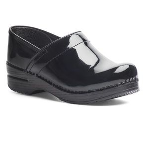 Dansko Pro black patent leather clogs